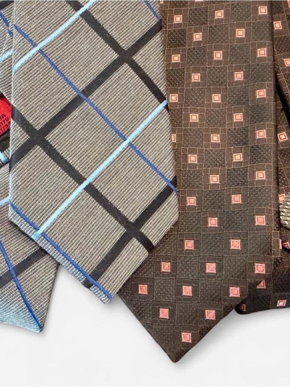 Set of Men's Blue & Brown Patterned Neckties - Classic Office Style-Tectured